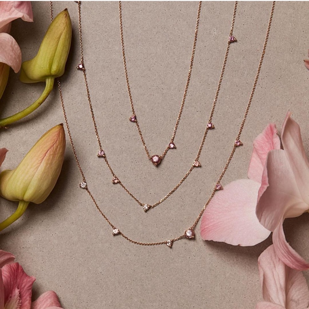 WWAKE Linear Blush Diamond + Tourmaline Necklace